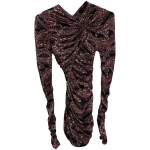 Isabel Marant Kleid – gerafft, Paisley, bedruckt, Mini, Lila, Viskose, 7703692902460