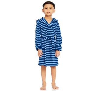 Kinder-Bademantel – Fleece, mit Kapuze, Streifenmuster, 7195374551100
