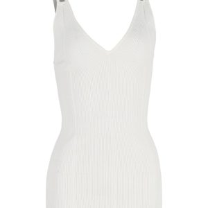 Sandro Top – gestrickt, ärmellos, Weiß, Baumwolle, 7748633919548