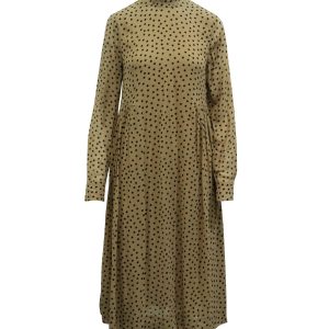 Ganni Kleid – Punktmuster, Georgette, Midi, Braun, Viskose, 7765103181884