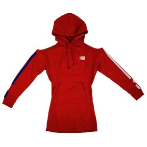 Kleid – Rot, mit Kapuze, kurz