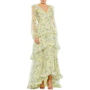 Kleid – Chiffon, Blumenmuster, bedruckt, Maxi