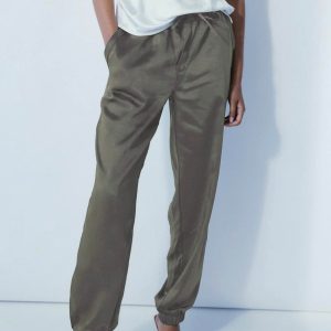 Jogginghose – Satin, Khaki