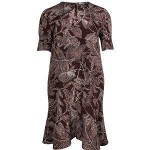 Chloe Rock – ausgestellt, Blumenmuster, Kleid, Braun, Seide, 7703686447164