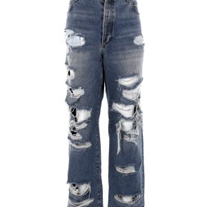 Balmain Jeans – Used-Effekt, Blau, Baumwolle, Denim, 7748911398972