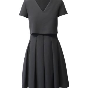 Maje Rock – plissiert, Mini, Kleid, Schwarz, Polyester