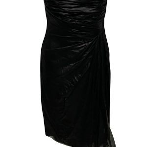 Valentino Kleid – gerafft, trägerlos, Mini, Schwarz, Seide, 7748809195580
