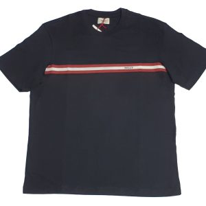 Bally Herren-T-Shirt – 6233733, Schwarz, 100%, Baumwolle, Streifenmuster, Logo, 7706206994492