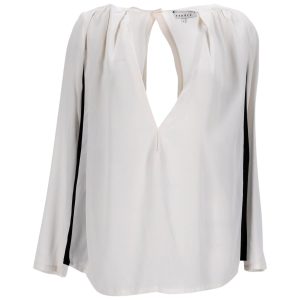 Sandro Bluse – V-Ausschnitt, Grau, Seide, 7748642603068