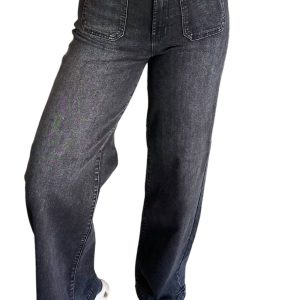 Jeans – Mini, aufgesetzte Taschen, ausgestellt, Schwarz