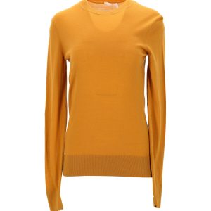 Chloe Pullover – Rundhalsausschnitt, Senf, Gelb, Wolle, 7748666720316