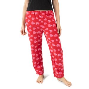 Damen-Schlafanzughose – Fleece, Herzmotiv